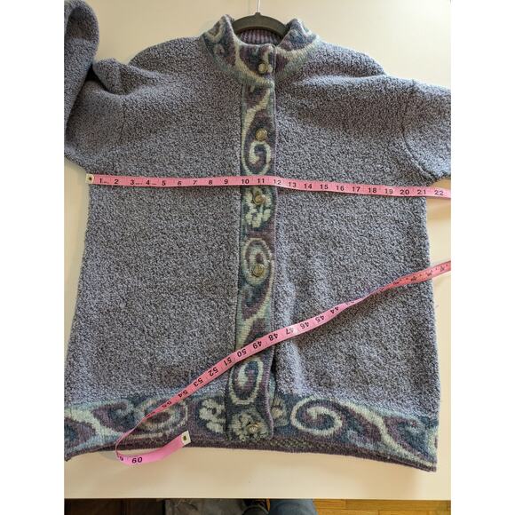 Harley of Scotland Cardigan Sweater Wool Cashmere Cozy Cottagecore Purple Size M - Picture 8 of 9